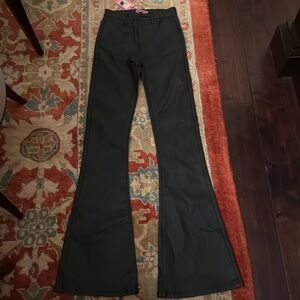 Flare waxed pants, extremely stretchy